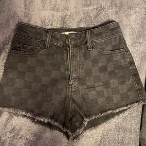 Women’s checkered jean shorts